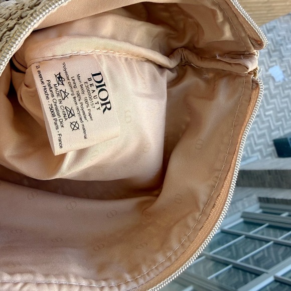 Dior Beauty Raffia Tan Woven Clutch Embroidered Logo Bag With Box - Picture 5 of 5